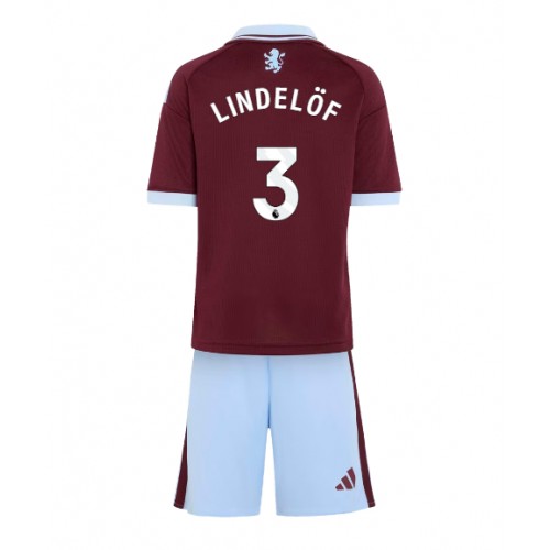 Aston Villa Victor Lindelof #3 Hjemme Trøje Børn 2026-27 Kortærmet (+ Korte bukser)